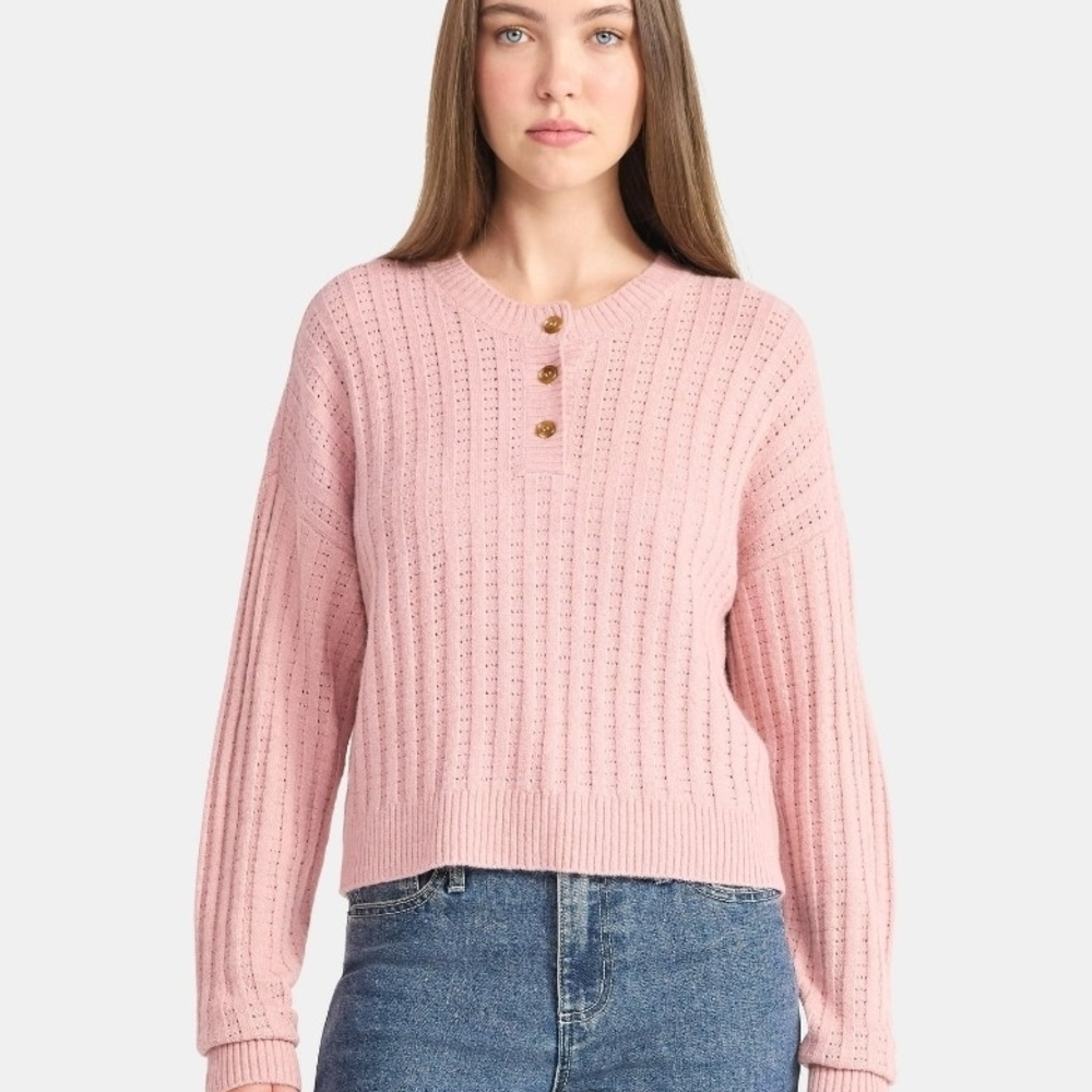 No Boundaries Pink Crew Neck Sweater